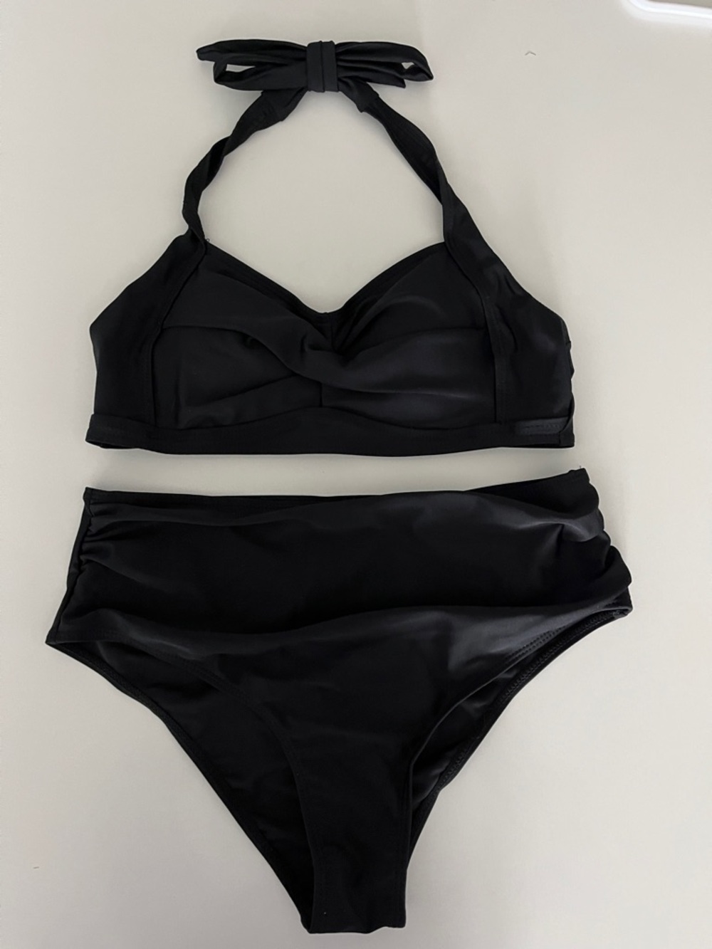 NEW Black Halter High-Waist Bikini Set